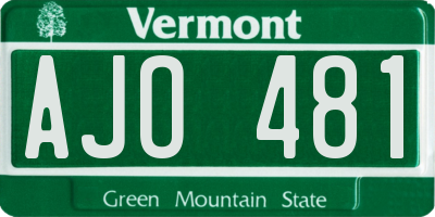 VT license plate AJO481