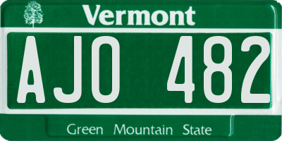 VT license plate AJO482
