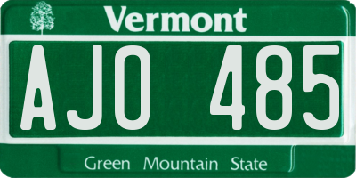 VT license plate AJO485