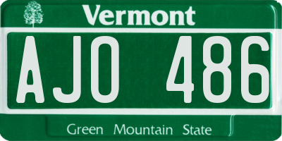 VT license plate AJO486