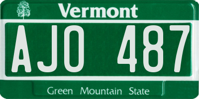 VT license plate AJO487