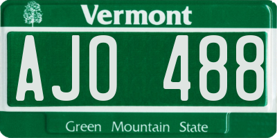 VT license plate AJO488
