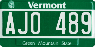 VT license plate AJO489