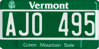 VT license plate AJO495