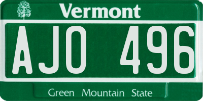 VT license plate AJO496