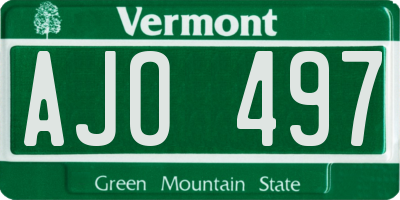 VT license plate AJO497