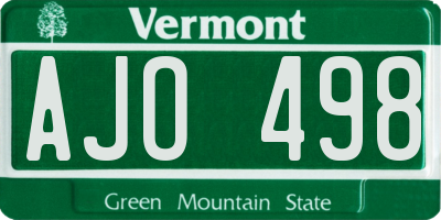 VT license plate AJO498