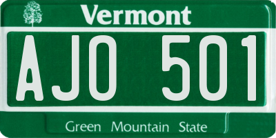 VT license plate AJO501