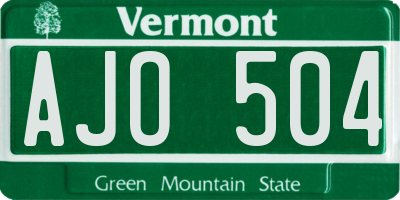 VT license plate AJO504