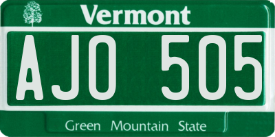 VT license plate AJO505