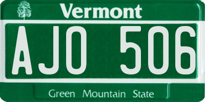VT license plate AJO506