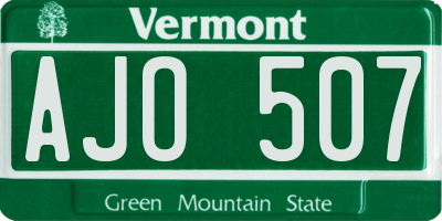 VT license plate AJO507