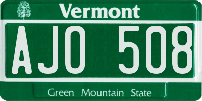 VT license plate AJO508
