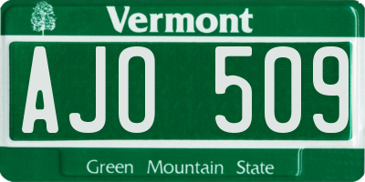 VT license plate AJO509