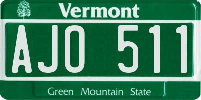 VT license plate AJO511