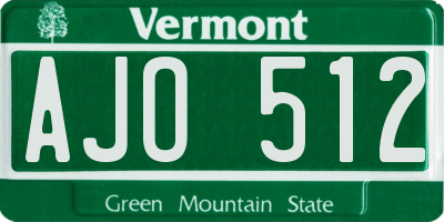 VT license plate AJO512