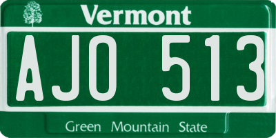 VT license plate AJO513