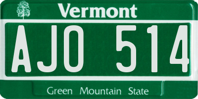 VT license plate AJO514