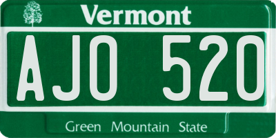 VT license plate AJO520