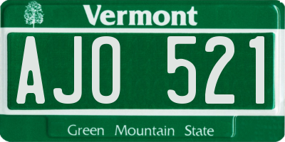 VT license plate AJO521