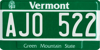 VT license plate AJO522