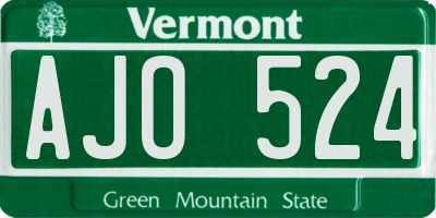 VT license plate AJO524