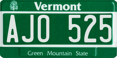VT license plate AJO525