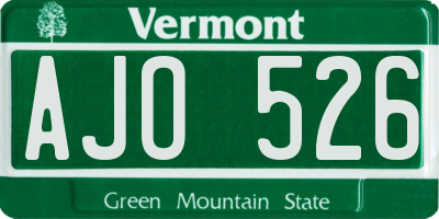 VT license plate AJO526