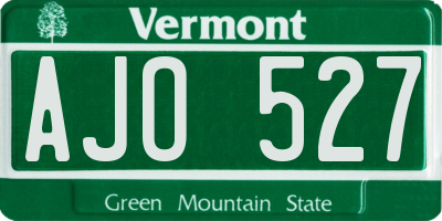 VT license plate AJO527