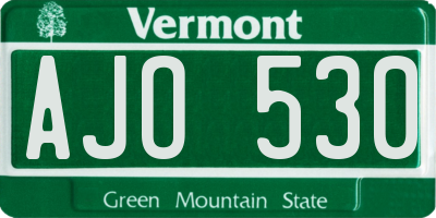 VT license plate AJO530