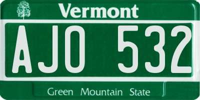 VT license plate AJO532