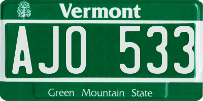 VT license plate AJO533