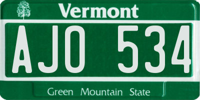 VT license plate AJO534