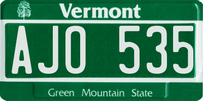 VT license plate AJO535