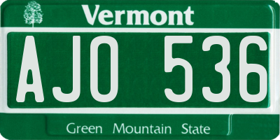VT license plate AJO536