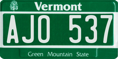VT license plate AJO537