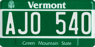 VT license plate AJO540