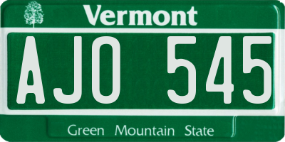 VT license plate AJO545