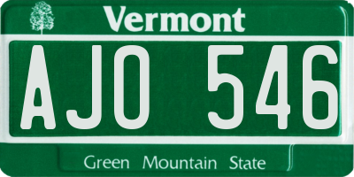 VT license plate AJO546