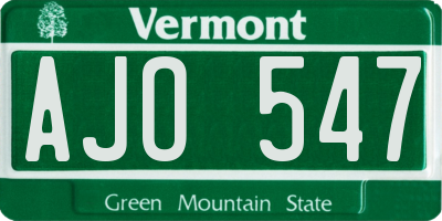 VT license plate AJO547