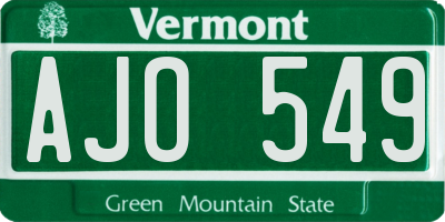VT license plate AJO549