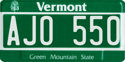 VT license plate AJO550