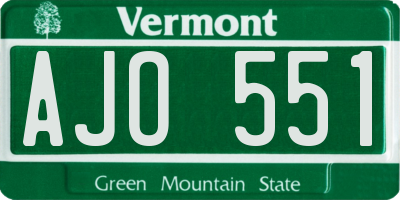 VT license plate AJO551