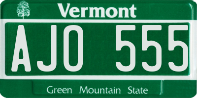 VT license plate AJO555