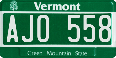 VT license plate AJO558
