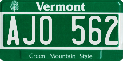 VT license plate AJO562