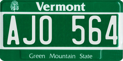 VT license plate AJO564