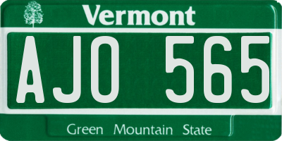 VT license plate AJO565