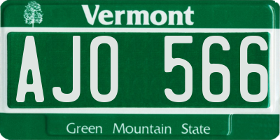 VT license plate AJO566