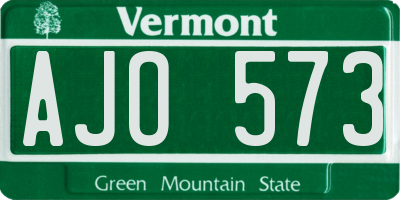 VT license plate AJO573